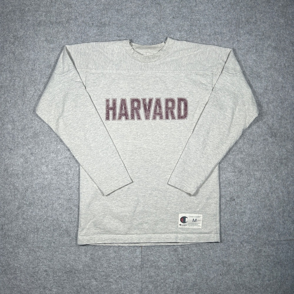 Champion Harvard shirt mens Medium Grey long sleeve jersey collegiate streetwear